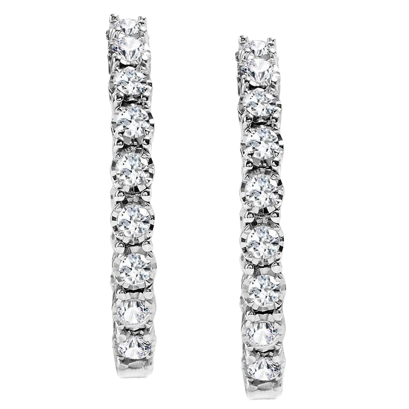 4.30 Carats Sparkling Brilliant Cut Natural Earth Mined Diamonds Lady Hoop Earrings WG 14K