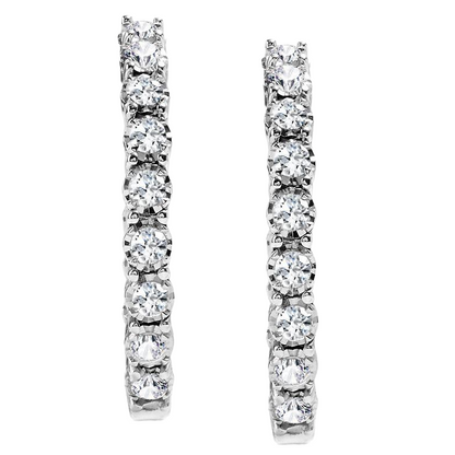 4.30 Carats Sparkling Brilliant Cut Natural Earth Mined Diamonds Lady Hoop Earrings WG 14K