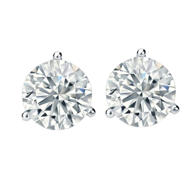 4.30 Ct Three Prong Set Natural Earth Mined Diamonds Women Studs Earring White Gold 14K