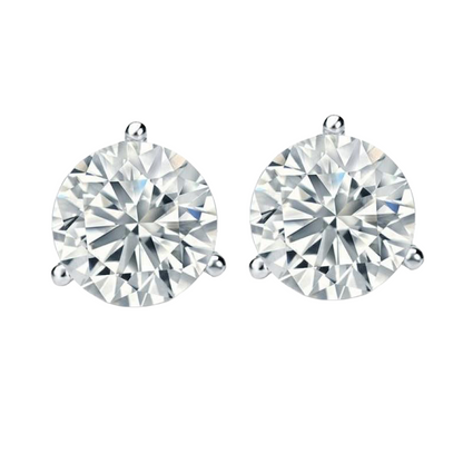 4.30 Ct Three Prong Set Natural Earth Mined Diamonds Women Studs Earring White Gold 14K