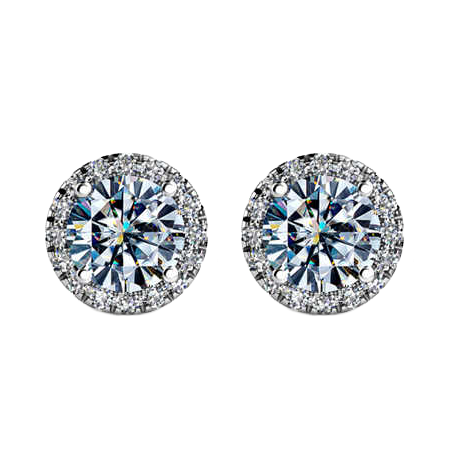 4.32 Carats Round Shaped Halo Natural Earth Mined Diamond Women Stud Earrings