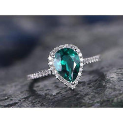 4.40 Carats Green Emerald With Diamond Ring White Gold Fine Lady Jewelry