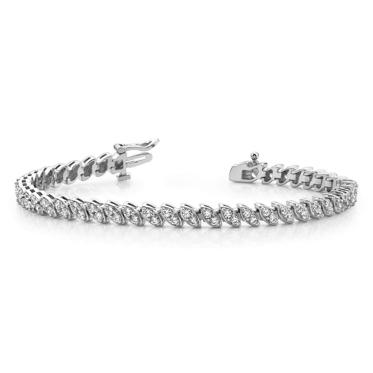 4.40 Ct Brilliant Cut Two Peas In A Pod Lab Grown Diamonds Bracelet White Gold