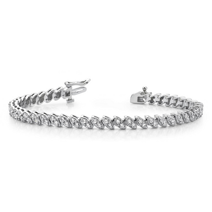 4.40 Ct Brilliant Cut Two Peas In A Pod Lab Grown Diamonds Bracelet White Gold