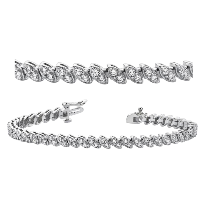 4.40 Ct Brilliant Cut Two Peas In A Pod Lab Grown Diamonds Bracelet White Gold