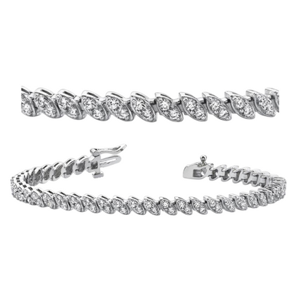 4.40 Ct Brilliant Cut Two Peas In A Pod Lab Grown Diamonds Bracelet White Gold