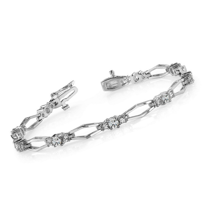 4.50 Carats Round Lab Grown Diamond Link Bracelet White Gold Jewelry 14K