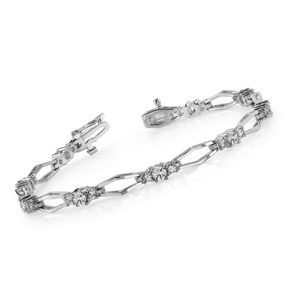 4.50 Carats Round Lab Grown Diamond Link Bracelet White Gold Jewelry 14K