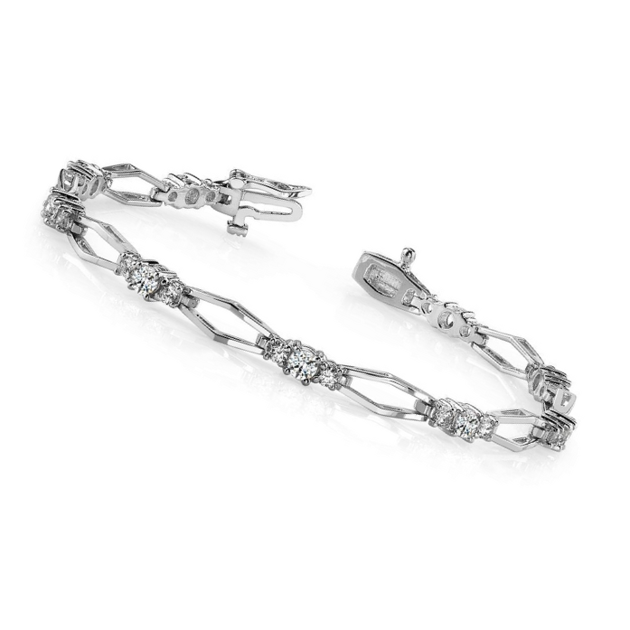 4.50 Carats Round Lab Grown Diamond Link Bracelet White Gold Jewelry 14K