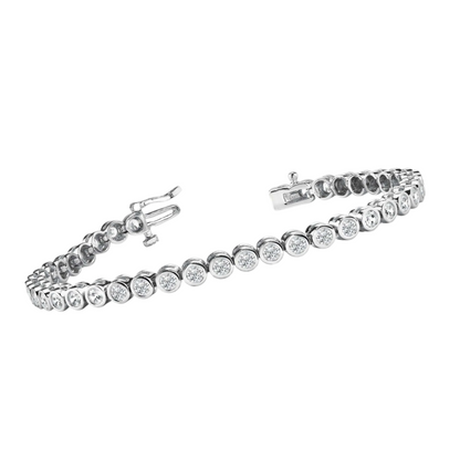 4.50 Carats Round Shaped Lab Grown Diamond Tennis Bracelet White Gold Jewelry