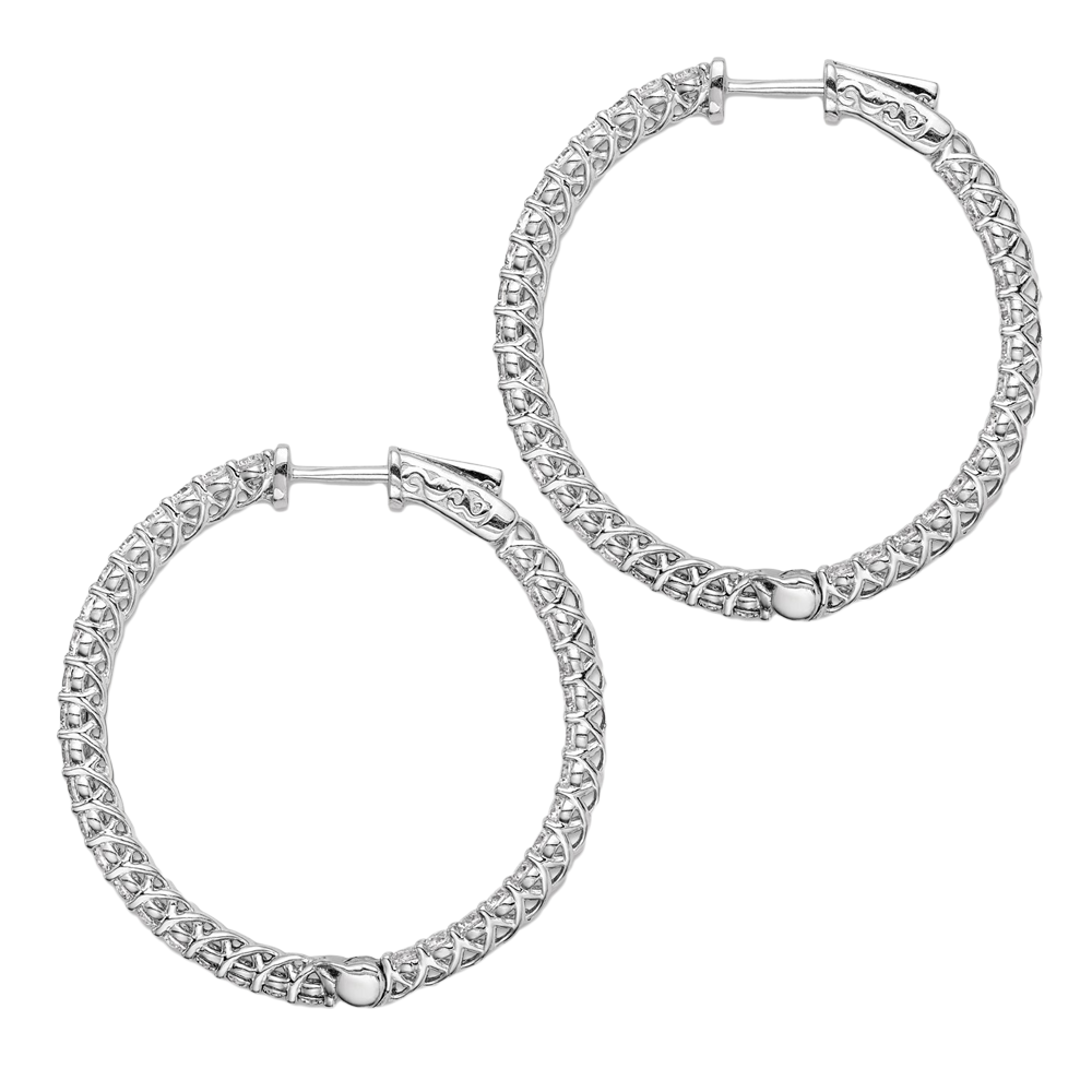 4.52 Carat Oval Shape 7 Pointer Hoop Natural Earth Mined Diamond Earring White Gold 14K