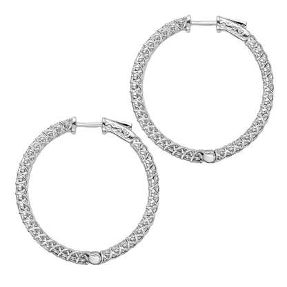 4.52 Carat Oval Shape 7 Pointer Hoop Natural Earth Mined Diamond Earring White Gold 14K