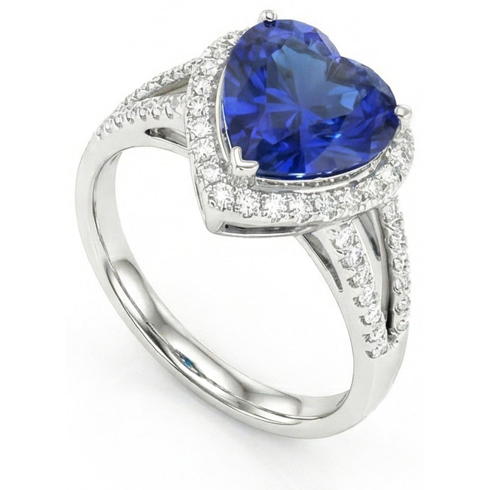 4.60 Ct Ceylon Blue Sapphire Natural Earth Mined Diamonds Ring White Gold 14K