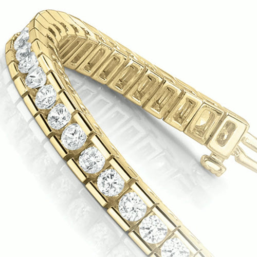 4.60 Carats Round Lab Grown Diamond Ladies Bracelet Yellow Gold
