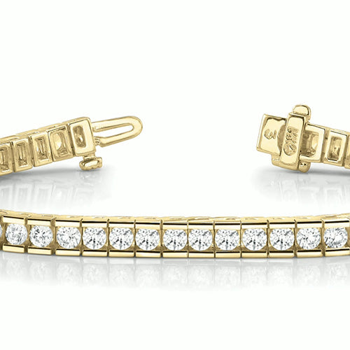 4.60 Carats Round Lab Grown Diamond Ladies Bracelet Yellow Gold