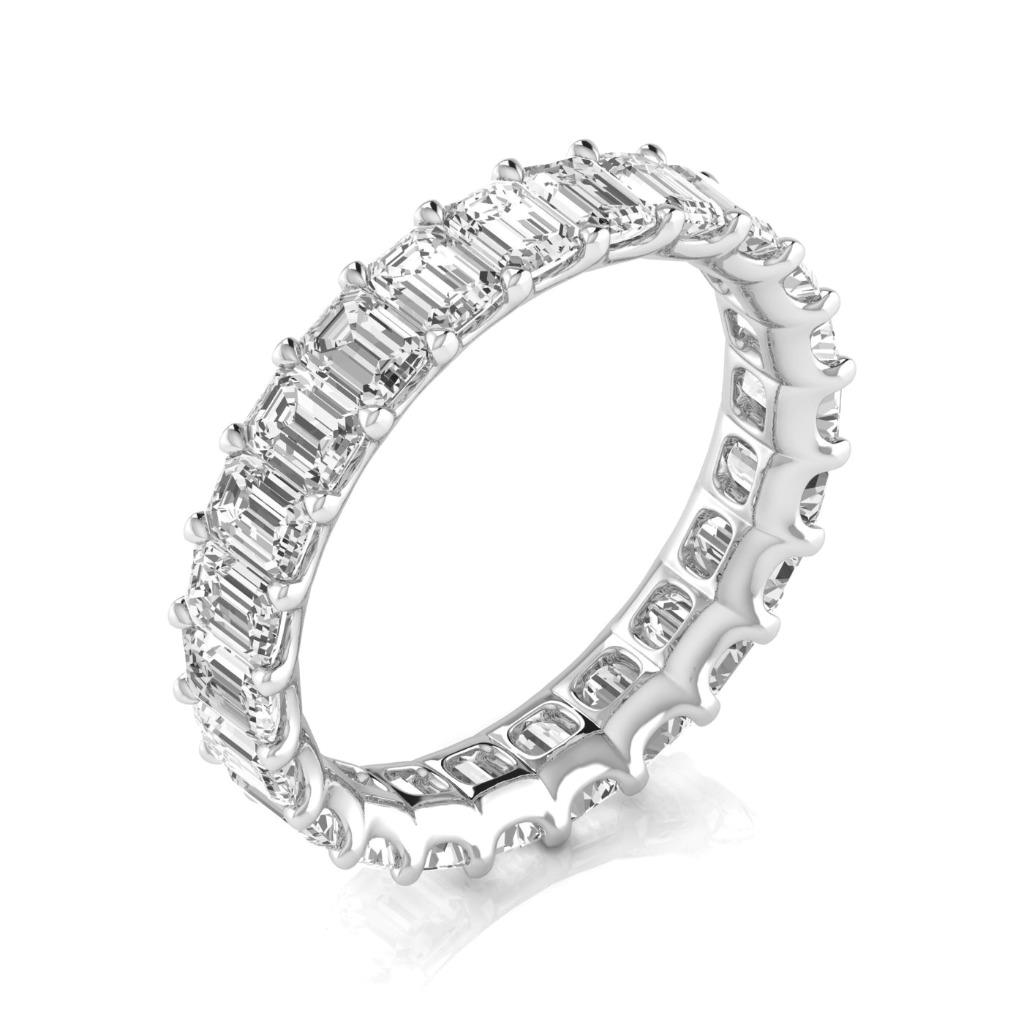 4.6 Ct Emerald Lab Grown Diamond Wedding Eternity Band 14K Jewelry