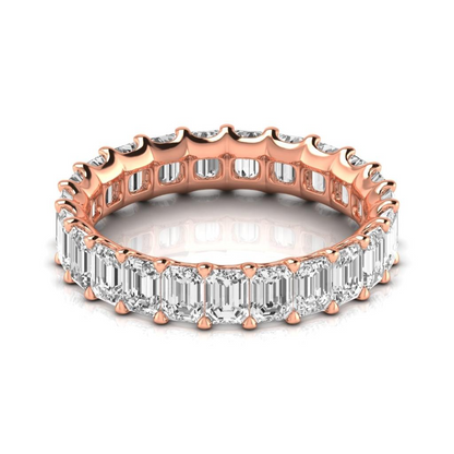 4.6 cts Emerald Diamond Eternity Band Lab Grown Rose Gold Anniversary 14K