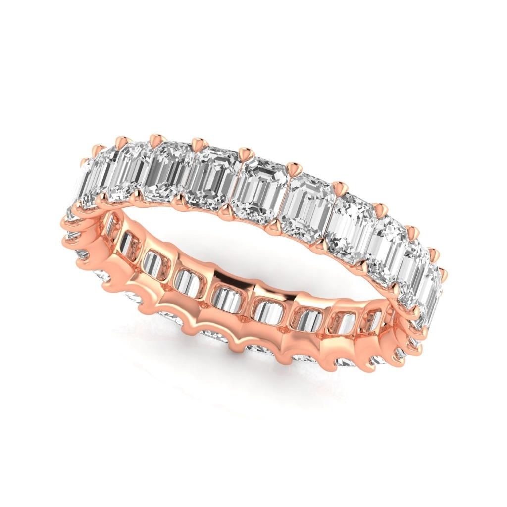 4.6 cts Emerald Diamond Eternity Band Lab Grown Rose Gold Anniversary 14K