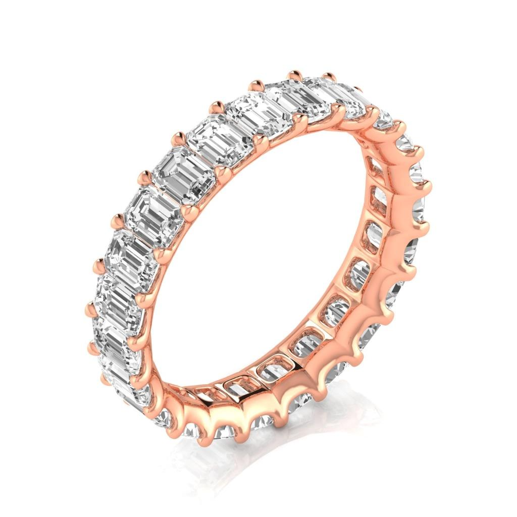 4.6 cts Emerald Diamond Eternity Band Lab Grown Rose Gold Anniversary 14K