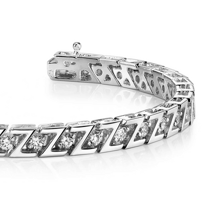 4.75 Carats Prong Set Real Natural Earth Mined Diamond Z Style Tennis Bracelet Solid Gold 14K