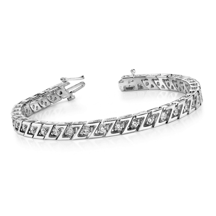 4.75 Carats Prong Set Real Natural Earth Mined Diamond Z Style Tennis Bracelet Solid Gold 14K