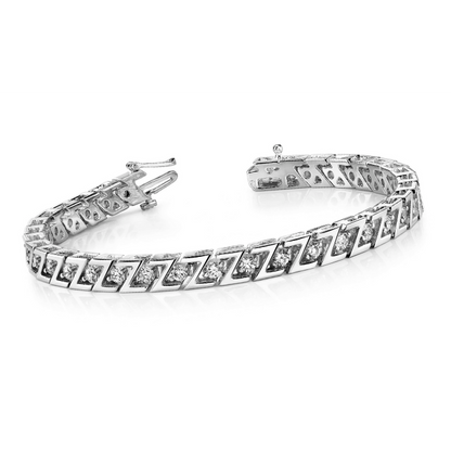 4.75 Carats Prong Set Real Natural Earth Mined Diamond Z Style Tennis Bracelet Solid Gold 14K