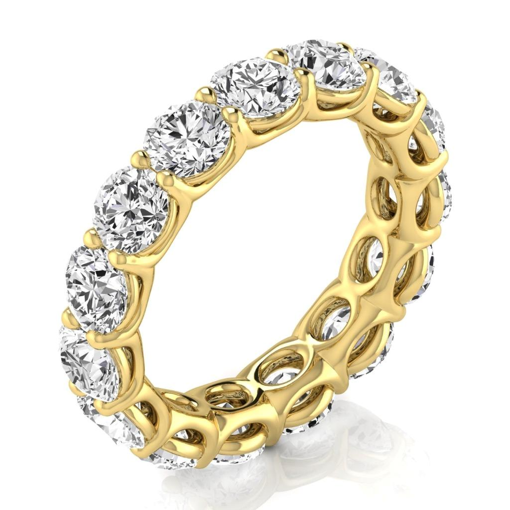 4.95 Ct Round Diamond New Eternity Band Yellow Gold Lab Grown Ring