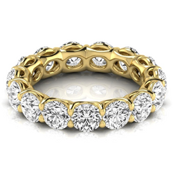 4.95 Ct Round Diamond New Eternity Band Yellow Gold Lab Grown Ring