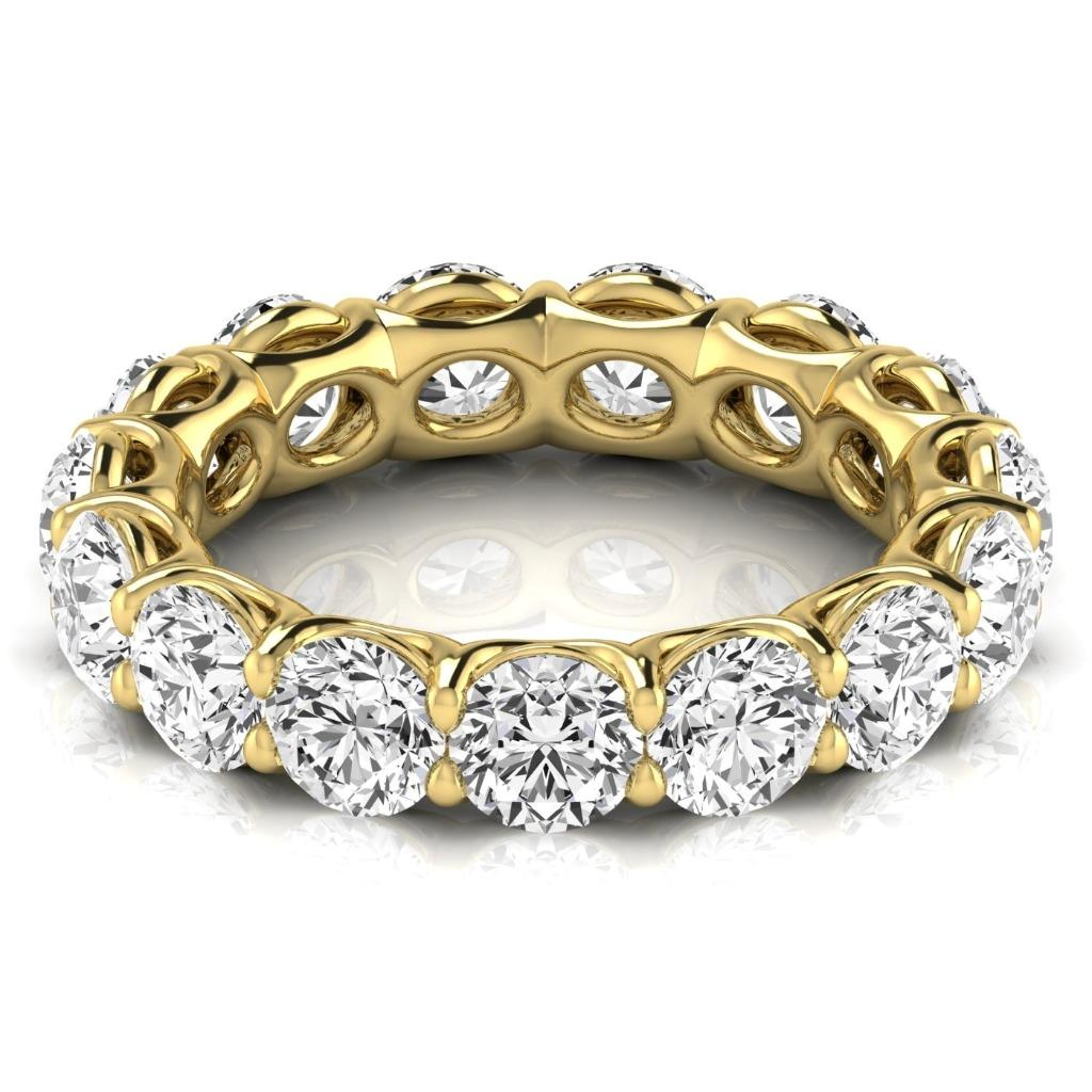 4.95 Ct Round Diamond New Eternity Band Yellow Gold Lab Grown Ring
