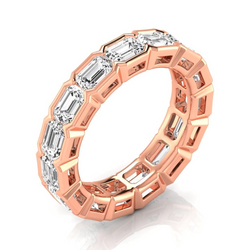 4.95 cts Diamond Lab Grown Emerald Cut Ladies Eternity Band Jewelry 14K