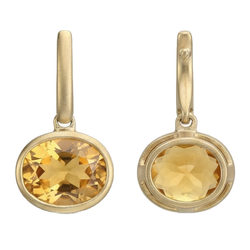 40 Ct Oval Maderia Citrine Lady Dangle Earrings Bezel Set Yellow Gold