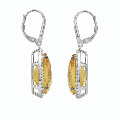 48.88 Ct Madeira Citrine And Natural Earth Mined Diamond Women Dangle Earrings