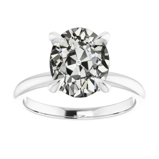 4 Carat Oval Cut Old Miner Diamond Ring