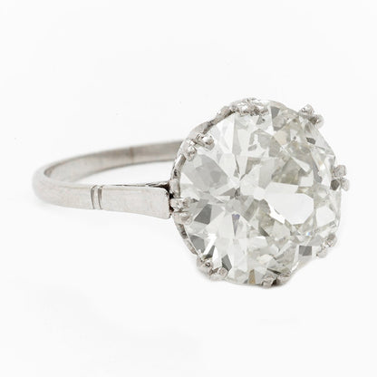 4 Ct Big Round Old Mine Cut Diamond Wedding Ring White Gold 14K