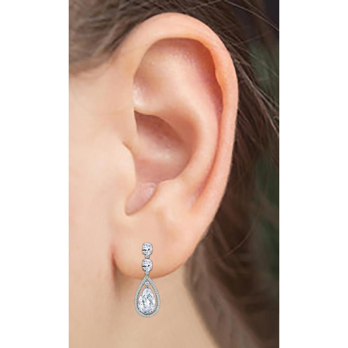 4 Carat Natural Earth Mined Diamond Dangle Earring Pair Pear Drop Earring