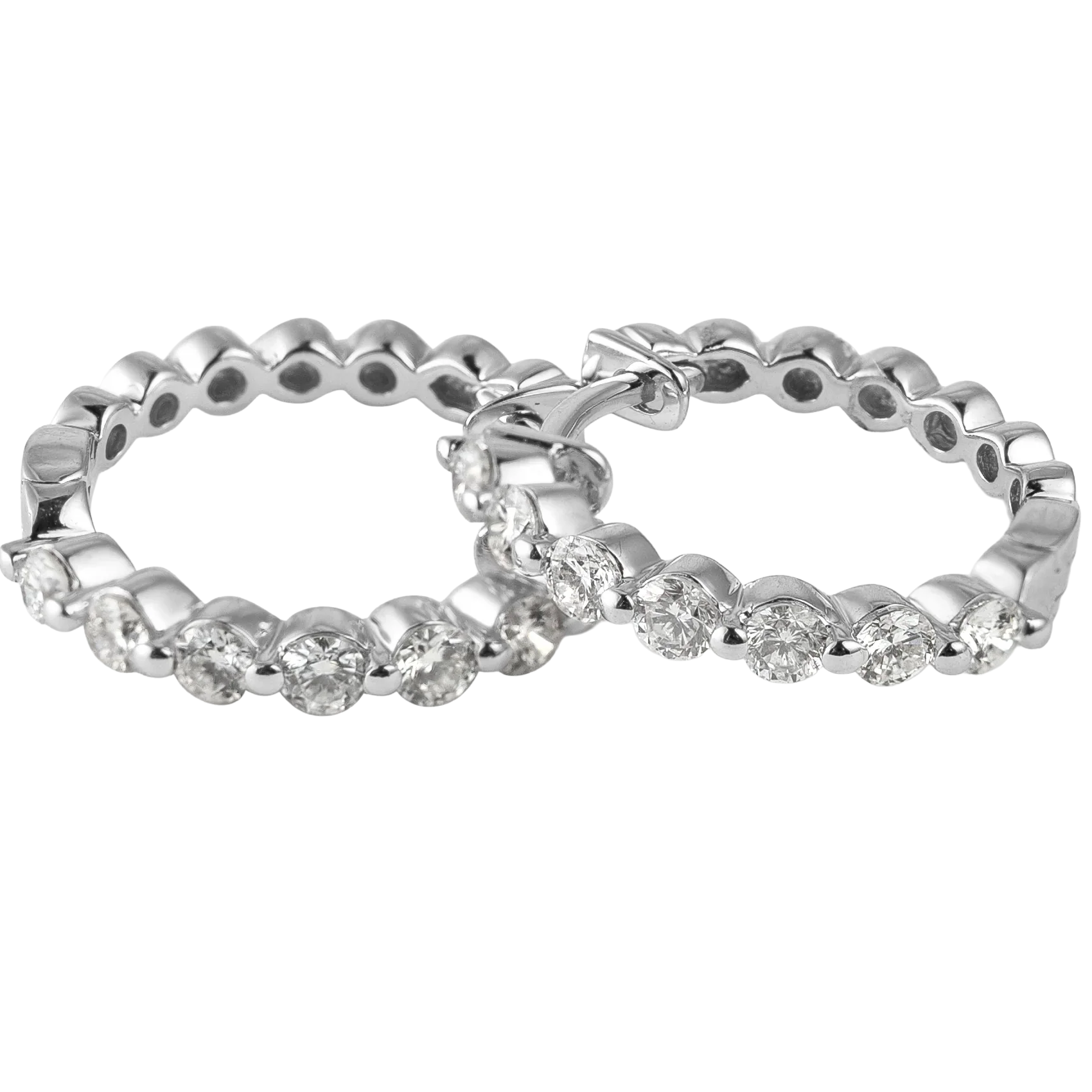 4 Carat Round Natural Earth Mined Diamond White Gold 20 Pointer Hoop Earring New