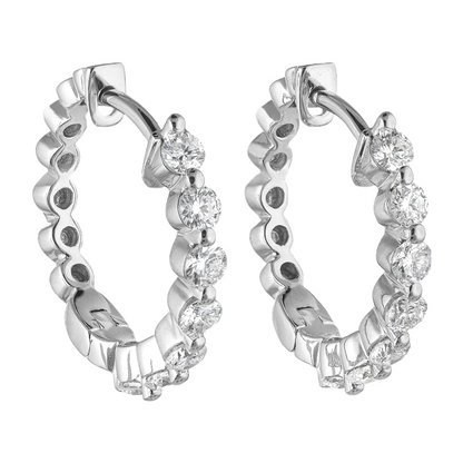 4 Carat Round Natural Earth Mined Diamond White Gold 20 Pointer Hoop Earring New