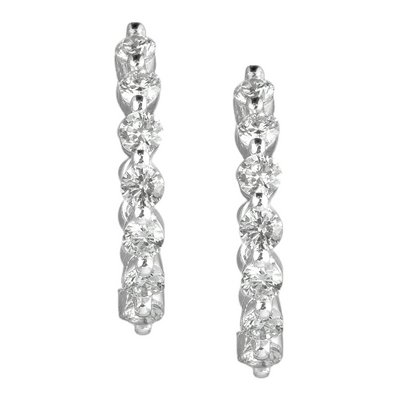 4 Carat Round Natural Earth Mined Diamond White Gold 20 Pointer Hoop Earring New