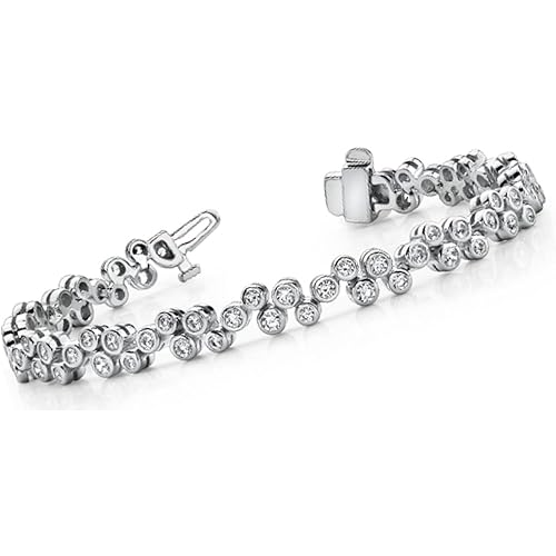 4 Carats Round Cut Gorgeous Lab Grown Diamond Bubble Bracelet White Gold 14K