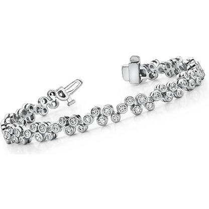 4 Carats Round Cut Gorgeous Lab Grown Diamond Bubble Bracelet White Gold 14K