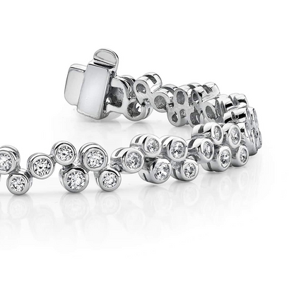 4 Carats Round Cut Gorgeous Lab Grown Diamond Bubble Bracelet White Gold 14K