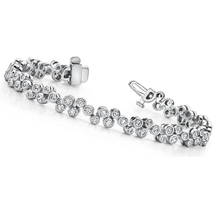 4 Carats Round Cut Gorgeous Lab Grown Diamond Bubble Bracelet White Gold 14K