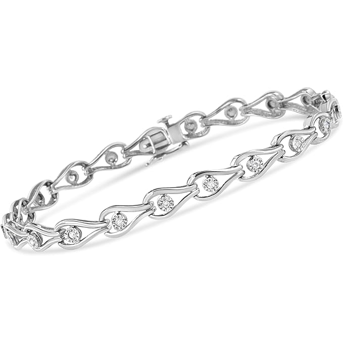 4 Carats Round Lab Grown Diamond Lady Bracelet Solid Gold 10K