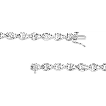 4 Carats Round Lab Grown Diamond Lady Bracelet Solid Gold 10K