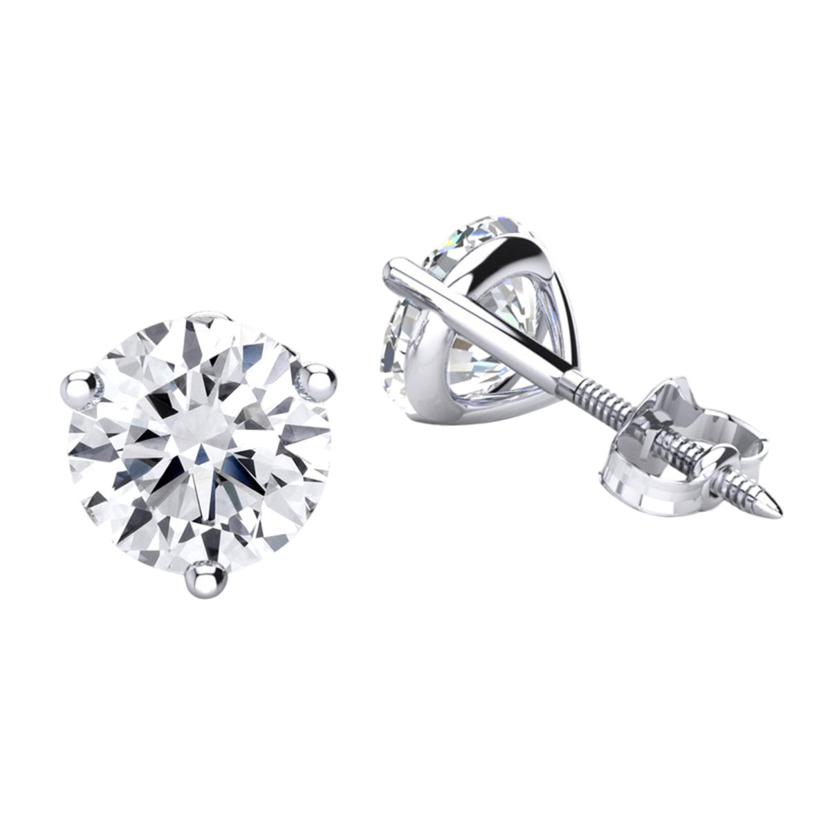 4 Carats Round Lab Grown Diamond Stud Earrings GIA CERTIFIED White Gold 14K