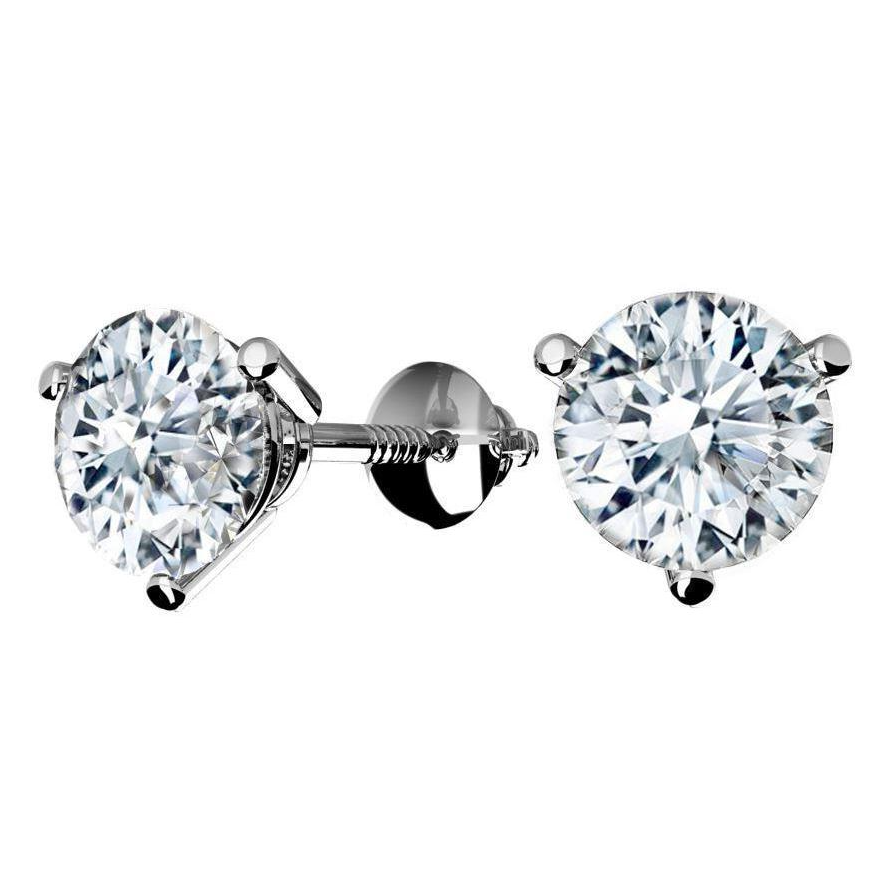 4 Carats Round Lab Grown Diamond Stud Earrings GIA CERTIFIED White Gold 14K