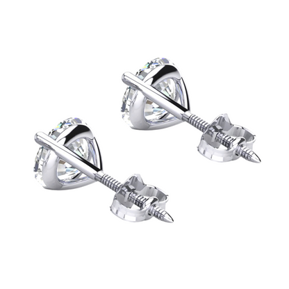 4 Carats Round Lab Grown Diamond Stud Earrings GIA CERTIFIED White Gold 14K