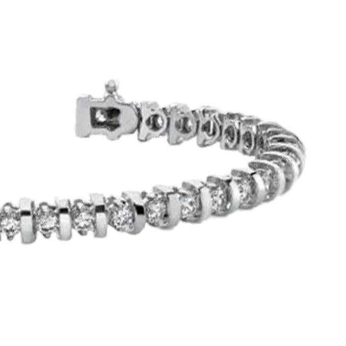 4 Carats Round Prong Set Lab Grown Diamond Tennis Bracelet White Gold 14K