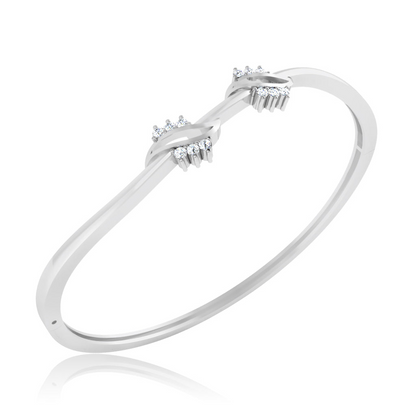 4 Carats Round Real Natural Earth Mined Diamond Bangle 14K White Gold New