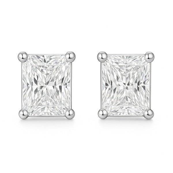 natural radiant diamond 4ct earring front view